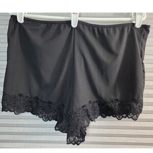 Lace Trim Ribbed Boyshort Boy SHorts Sleep Plus Size 4XL XXXX Black
